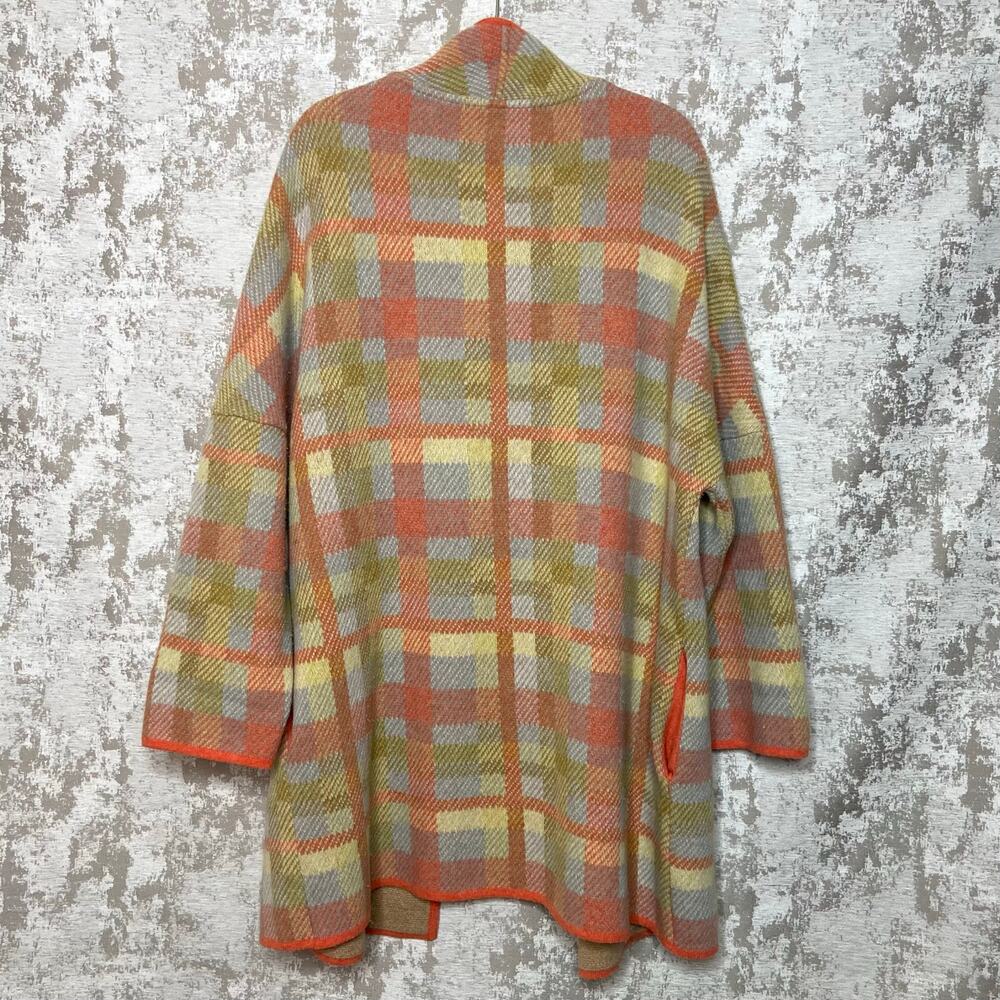 Toast Pastel Plaid 100% Geelong Wool Cardigan Coat - Picture 2 of 5